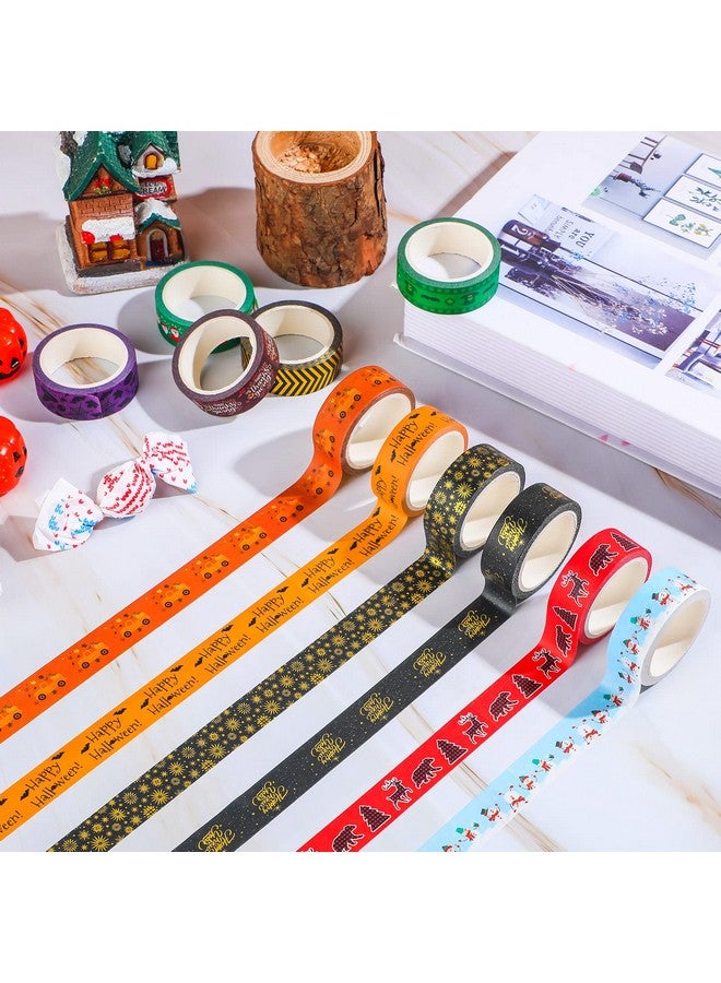TaoBary 24 Rolls Holiday Washi Tape Seasonal Set 15 Mm Christmas Winter New Year Washi Tape Colored Pattern Festival Washi Tape For Diy Scrapbook Design Journaling Handbook Making Card Wrap Craft Gift - Image 4