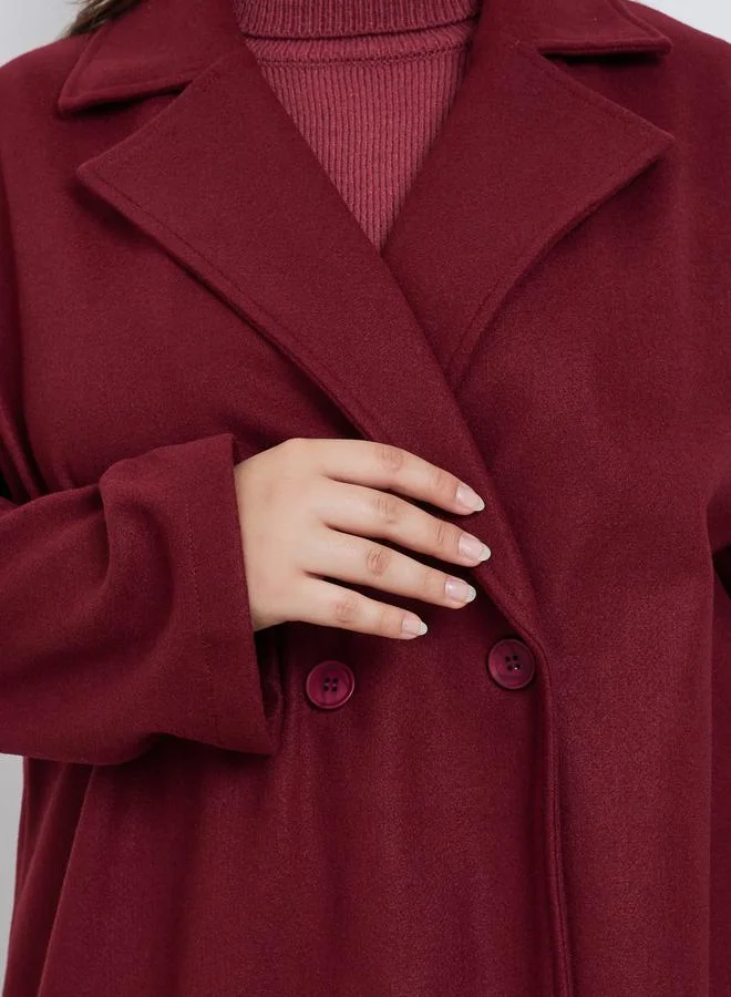 Styli Plus Size Regular Fit Wool Like Buttoned Coat