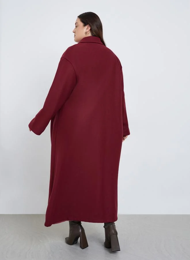 Styli Plus Size Regular Fit Wool Like Buttoned Coat