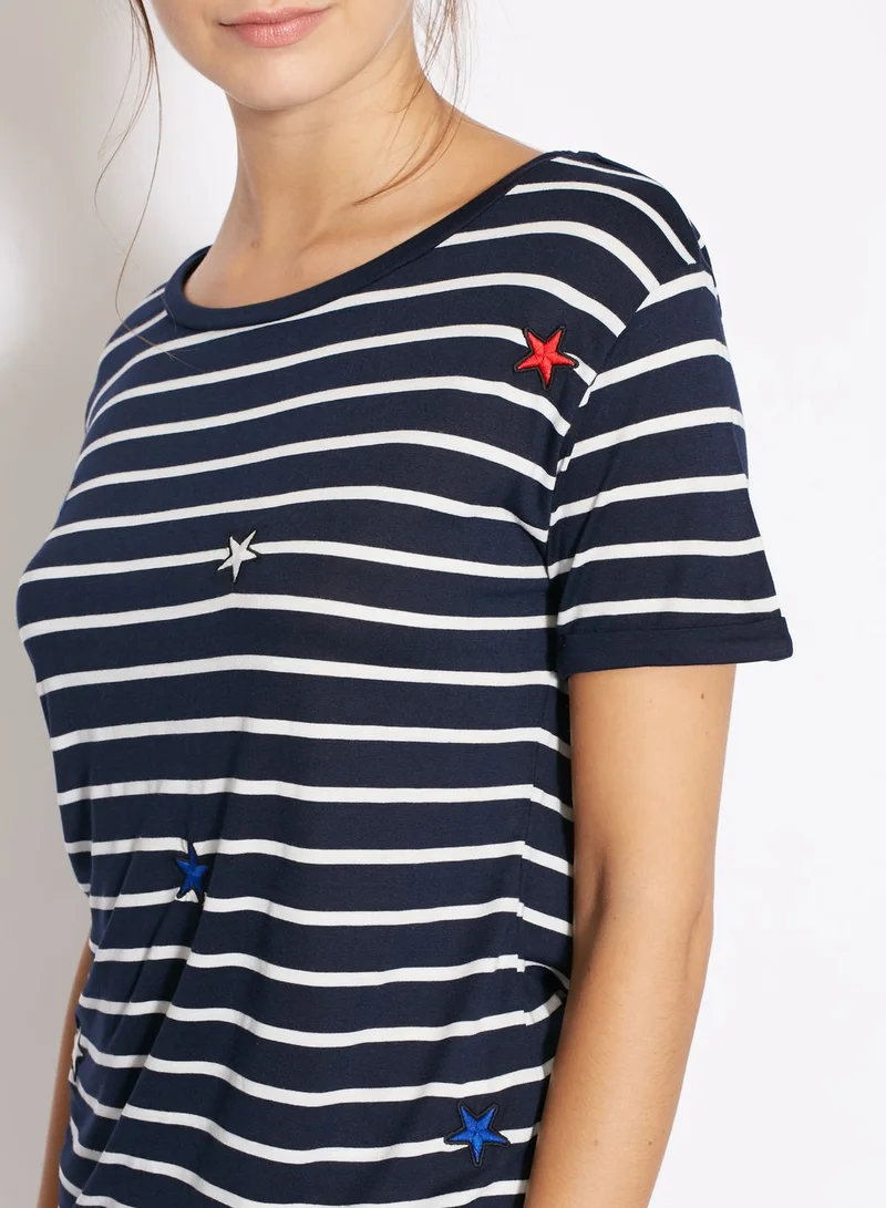 DOROTHY PERKINS Star Printed Striped T-Shirt