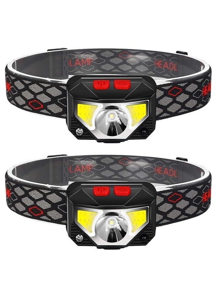 SKY-TOUCH 2-Pack Rechargeable Headlamp Flashlight 800 Lumens Motion Sensor Head Lamp Ipx4 Waterproof Bright White Cree Led & Red Light Perfect For Running Camping Hiking & More  - Image 1