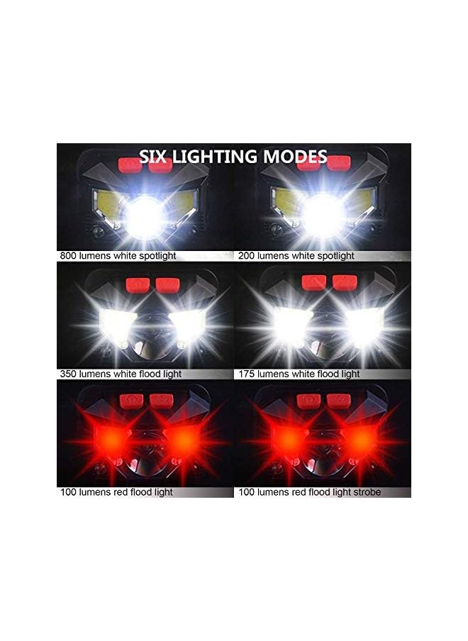 SKY-TOUCH 2-Pack Rechargeable Headlamp Flashlight 800 Lumens Motion Sensor Head Lamp Ipx4 Waterproof Bright White Cree Led & Red Light Perfect For Running Camping Hiking & More  - Image 3