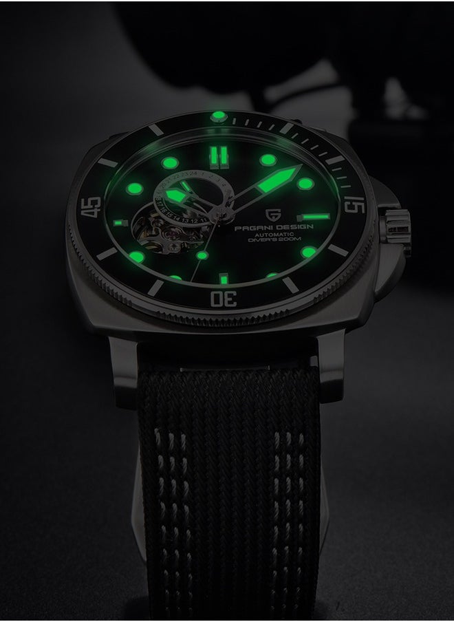 PAGANI DESIGN Men's Business Mechanical Automatic Watches, High-Quality NH39 Movement, 43MM Stainless Steel Frame, Sapphire Glass Surface, With Blue Nylon Band,Fashionable And Luxurious  - Image 5