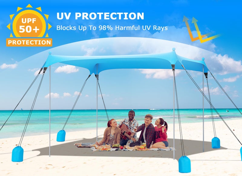 Gorich Beach Tent Sun Shelter with 8 Sandbags, UPF50+ Protection & Windproof Pop Up Beach Canopy Tent Sun Shade for Family, Travel & Camping, Easy Setup Canopy Umbrella - Image 3