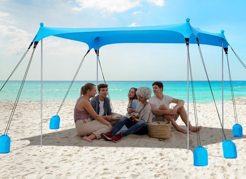 Gorich Beach Tent Sun Shelter with 8 Sandbags, UPF50+ Protection & Windproof Pop Up Beach Canopy Tent Sun Shade for Family, Travel & Camping, Easy Setup Canopy Umbrella - Image 1