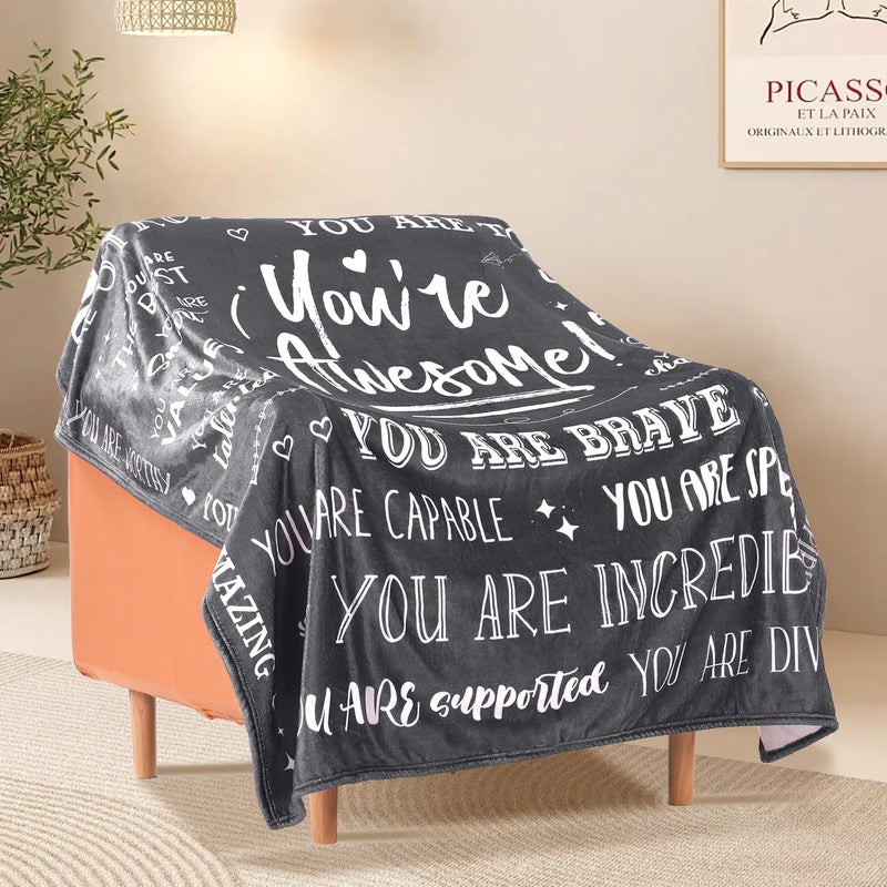 TenGlow Men Blanket Get Well Gifts for Men - You are Awesome 40"" x 50"" Soft Throw Blanket - Inspirational Gift for Him Thinking of You Friendship Feel Better After Surgery Gifts - Image 2