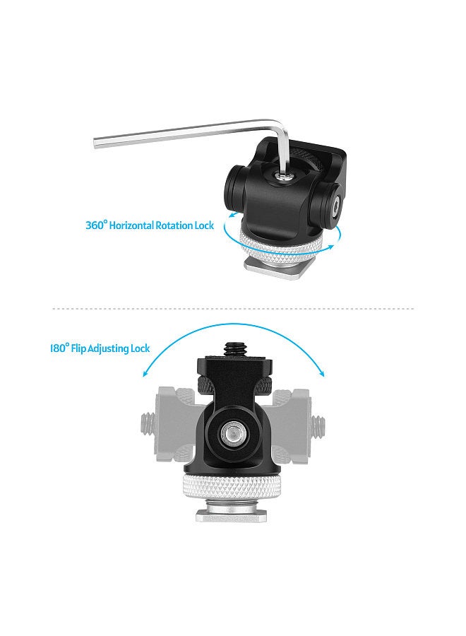 ANDOER 360° Rotatable Camera Monitor Cold Shoe Mount Adapter Head with 1/4-inch Interface Allen Wrench for Monitor LED Light Microphone Expansion Mounting  - Image 3