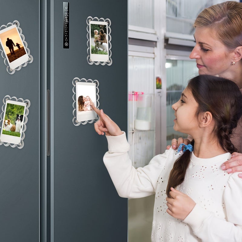 10pcs Clear Acrylic Magnetic Photo Frames for Refrigerator Fan Shaped Cute Fridge Decor - Image 1