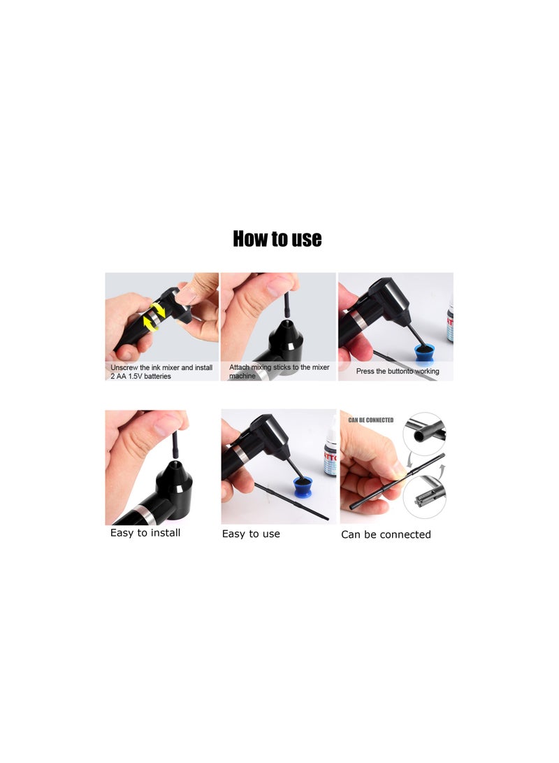 خلاط حبر الوشم الكهربائي مع 5 قطع من العصي - Image 3