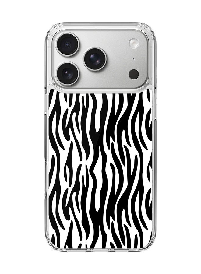 Classic Clear MagSafe Case for iPhone 17 Pro , Hybrid Soft Case Flexible Edges Anti Drop TPU PC Gel Thin Transparent Cover [ Designed for iPhone 17 Pro ] - Zebra Stripes Full Print