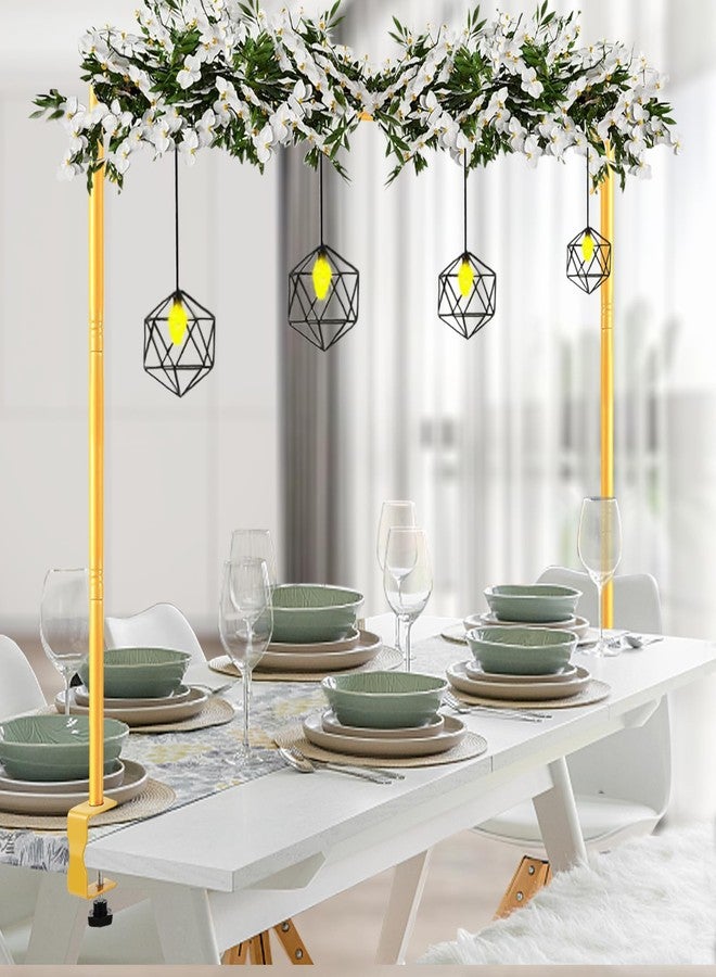 ParseBio Over The Table Rod Stand with Clamps Adjustable 31"-110'' Length 31"-64" Height Gold Table Balloon Arch Stand with Storage Bag, For Halloween Christmas Party Wedding Anniversary Decoration - Image 1