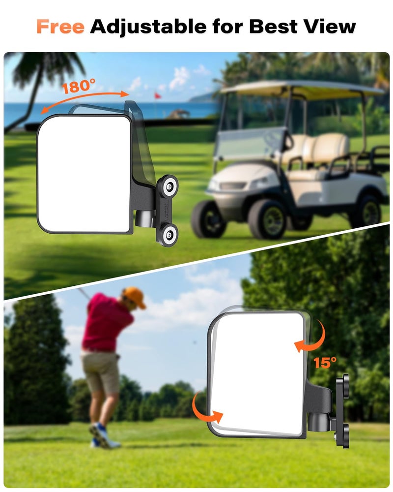 A2C Universal Magnetic Golf Cart Side Mirrors Compatible with EZGO Yamaha Club Car, No Drilling Large Magnetic Tractor Golf Cart Mirrors for Kubota Mahindra John Deere, Golf Car Tractor Accessories - Image 3