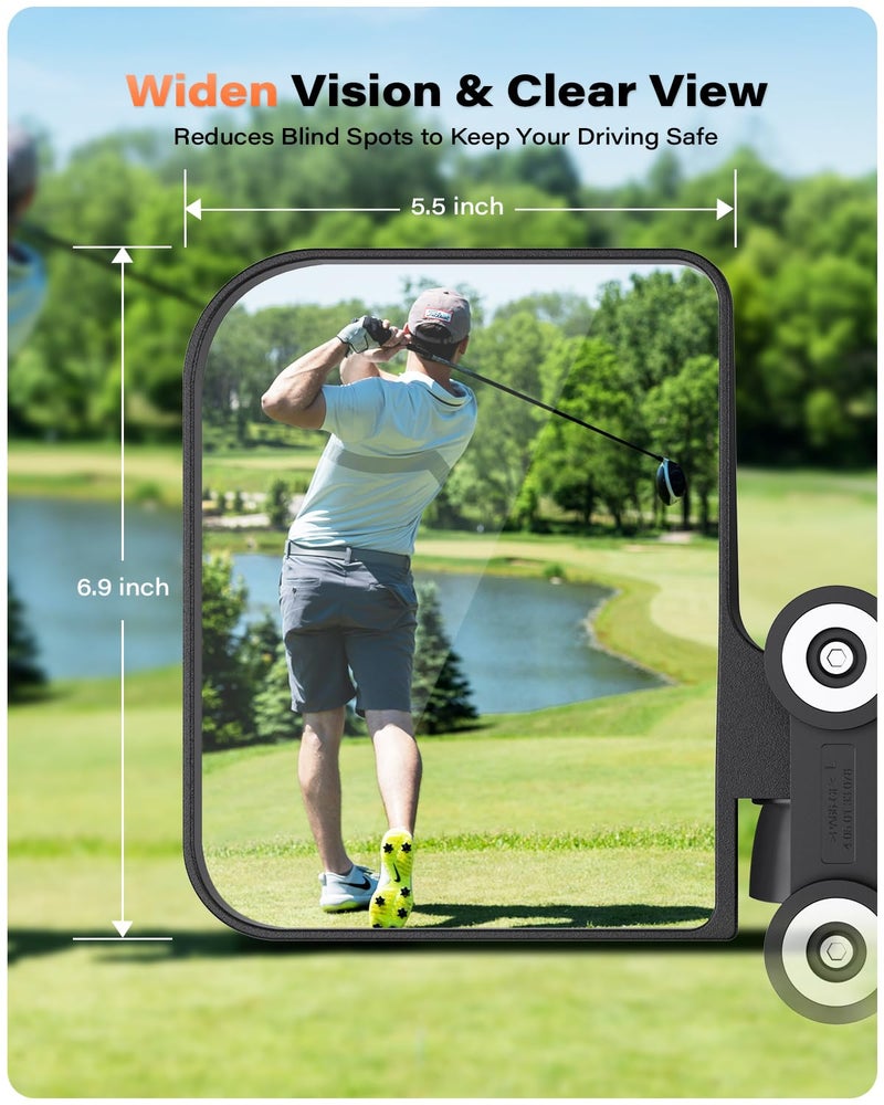 A2C Universal Magnetic Golf Cart Side Mirrors Compatible with EZGO Yamaha Club Car, No Drilling Large Magnetic Tractor Golf Cart Mirrors for Kubota Mahindra John Deere, Golf Car Tractor Accessories - Image 4