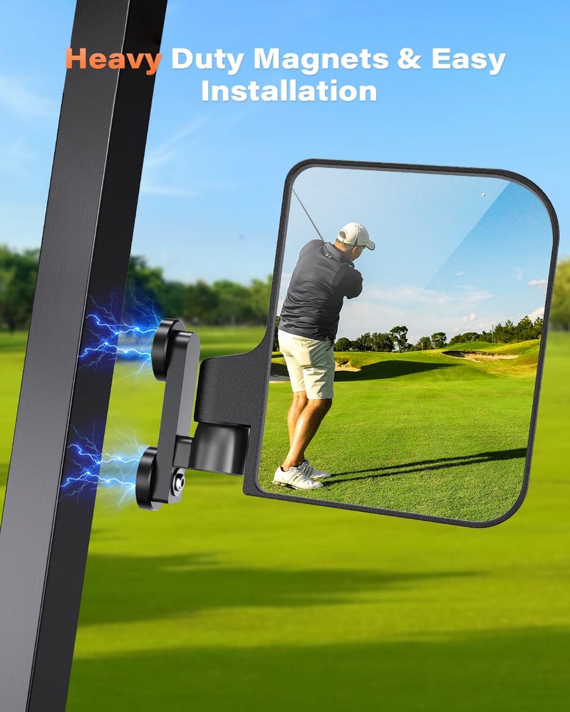 A2C Universal Magnetic Golf Cart Side Mirrors Compatible with EZGO Yamaha Club Car, No Drilling Large Magnetic Tractor Golf Cart Mirrors for Kubota Mahindra John Deere, Golf Car Tractor Accessories - Image 2