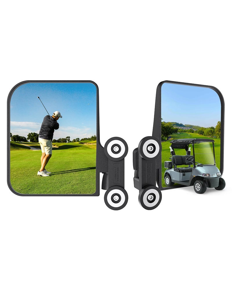 A2C Universal Magnetic Golf Cart Side Mirrors Compatible with EZGO Yamaha Club Car, No Drilling Large Magnetic Tractor Golf Cart Mirrors for Kubota Mahindra John Deere, Golf Car Tractor Accessories - Image 1
