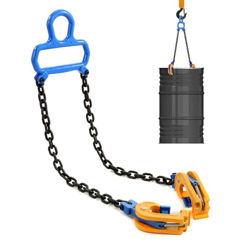 BEAMNOVA Upgraded Chain Drum Lifter 1 Ton / 2200lbs Loading Capacity for 55 Gallon Drums Forklift Hoist Crane Metal Plastic Barrel Double Lifting Chains, Double Hooks & Chains - Image 1