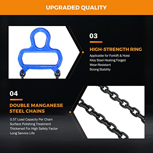 BEAMNOVA Upgraded Chain Drum Lifter 1 Ton / 2200lbs Loading Capacity for 55 Gallon Drums Forklift Hoist Crane Metal Plastic Barrel Double Lifting Chains, Double Hooks & Chains - Image 4