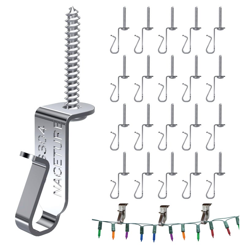 NACETURE 20 Pack Light Hanger Hook for Ceiling Metal Wire Clips for String Lights Hanger Screw Clips Rope Light Wire LED Light Hooks Clip for Outside Hanging Buckle Garland Light Dcor - Image 2
