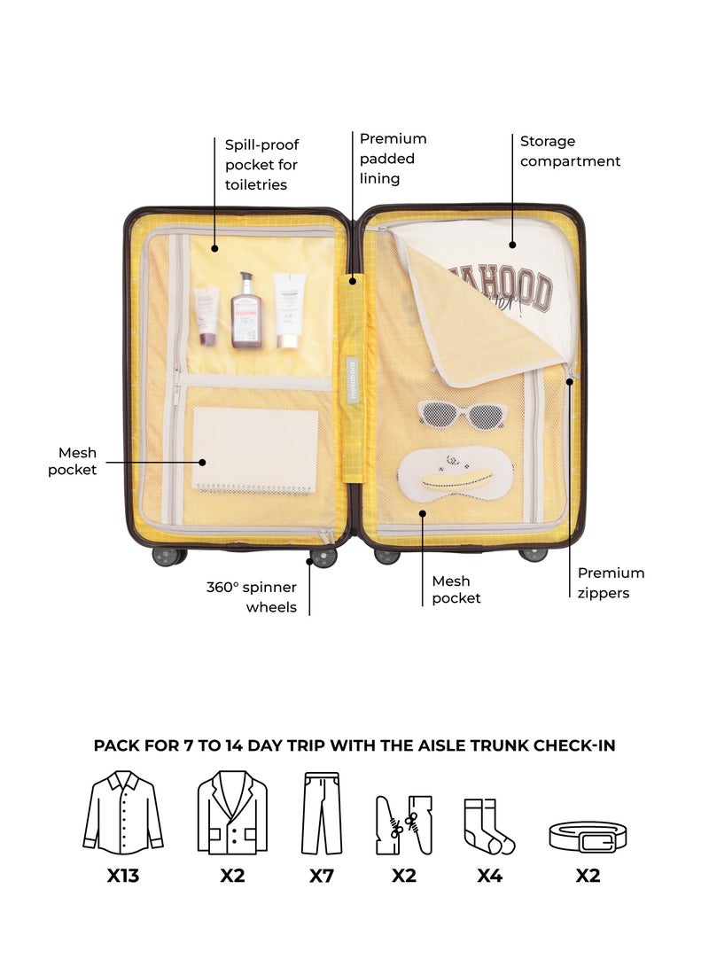 Mokobara The Aisle Trunk Check-In Luggage - Durable Polycarbonate Material | Cool Beans, Brown - Image 5