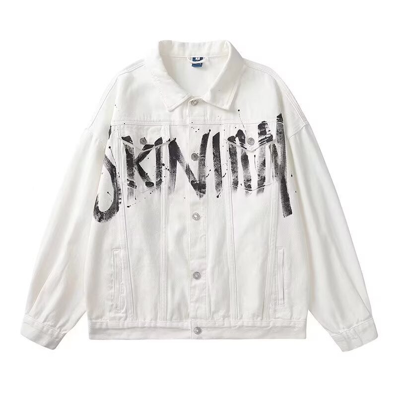 American Retro Versatile Denim Jacket For Men And Women, Motorcycle Trendy Brand Turn-Down Collar Loose Casual Top - Image 4