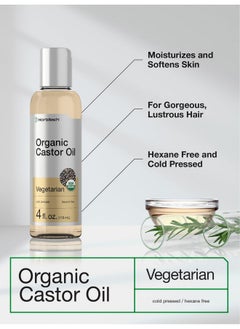 Horbaach Organic Castor Oil 4 Fl Oz Cold Pressed And Hexane Free For Hair Eyelashes And Eyebrows Vegetarian Nongmo Formula  - Image 3