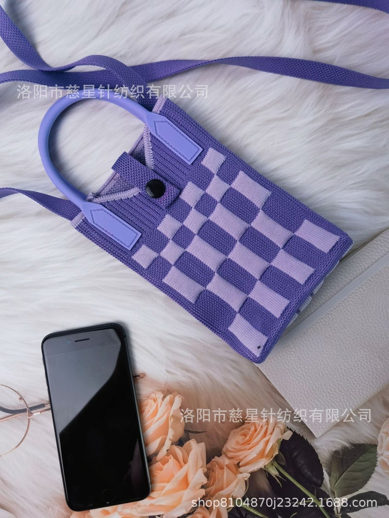 2025 Autumn New Style Girl'S Heart-Shaped Handbag For Carrying Mobile Phones, Knitted Crossbody Bag, Portable Textured Small Handbag - Image 1