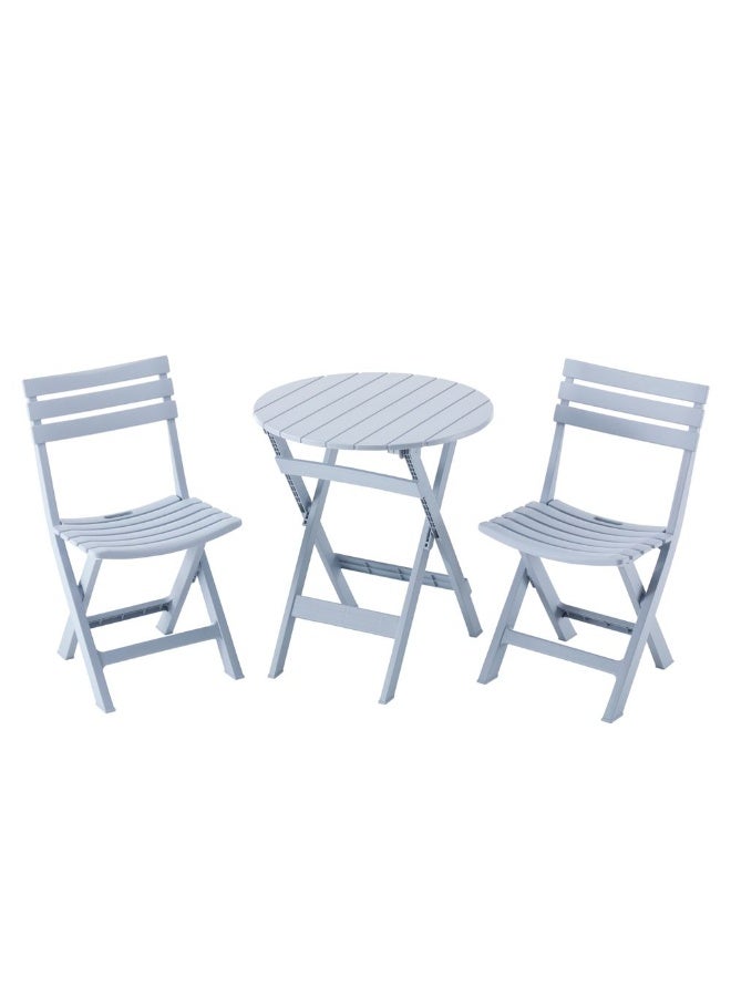 DANUBE HOME Classica 1 + 2 Seater Balcony Set |Table And Chairs Set | All Weather 3 Piece Bistro Set With Coffee Table | Modern Design Furniture For Outdoor Garden - Sky Blue