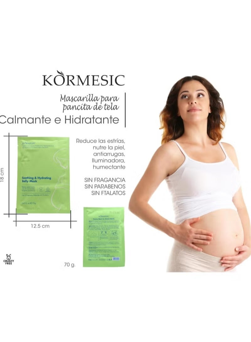 Kormesic مجموعة من 4 اقنعة بطن قماشية مرطبة ومهدئة ومضادة للتمدد كورميسيك - للحمل - ملاءة - - Image 1