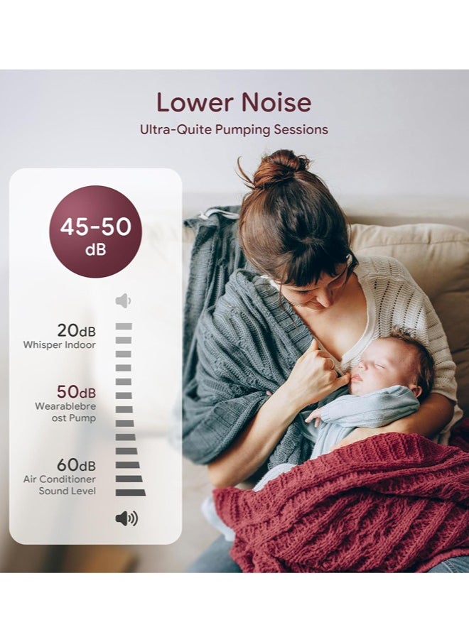 Heated Base Hands Free Breast Pump, Wearable Breastfeeding Pump of Baby Heated Dustproof Base, Automatic Voice Prompts, LED Display with 4 Modes &12 Levels, Memory Function