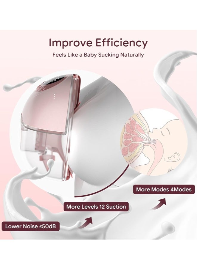 Heated Base Hands Free Breast Pump, Wearable Breastfeeding Pump of Baby Heated Dustproof Base, Automatic Voice Prompts, LED Display with 4 Modes &12 Levels, Memory Function