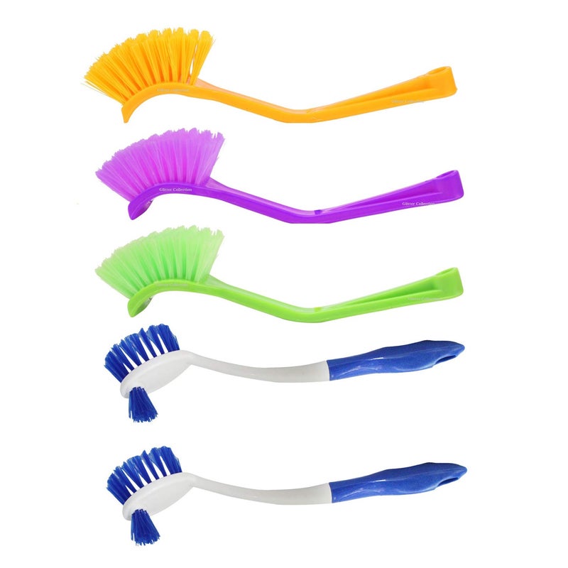 Glitter Collection Plastic Winberg 3 Small 2 Big Double Sided Wash Basin, Toilet Seat Brush, Multicolour -Set of 5 - Image 3