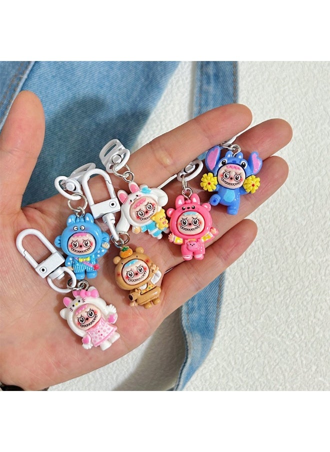 LABUBU Labubu Keychain Cute Cartoon Doll Girlish Cartoon Pendant Student Accessory  - Image 4
