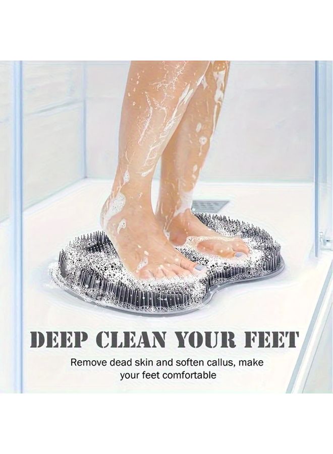 Grey Non Slip Suction Cup Foot Scrubber Pad With Soft Bristles For Home Bathroom Spa - Image 2