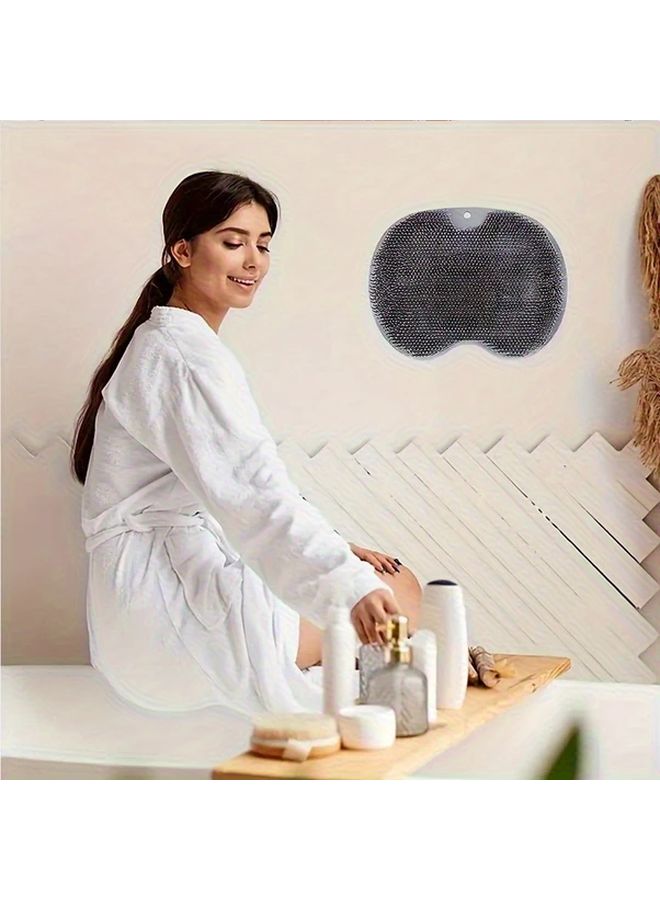 Grey Non Slip Suction Cup Foot Scrubber Pad With Soft Bristles For Home Bathroom Spa - Image 5