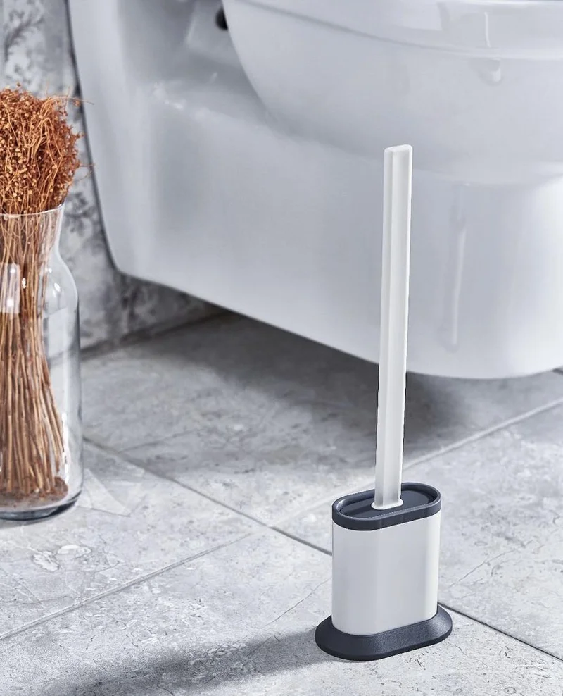 Hane216 Footed Silicone Toilet Brush Bathroom WC Cleaning Brush Silicone Bendable Brush Set