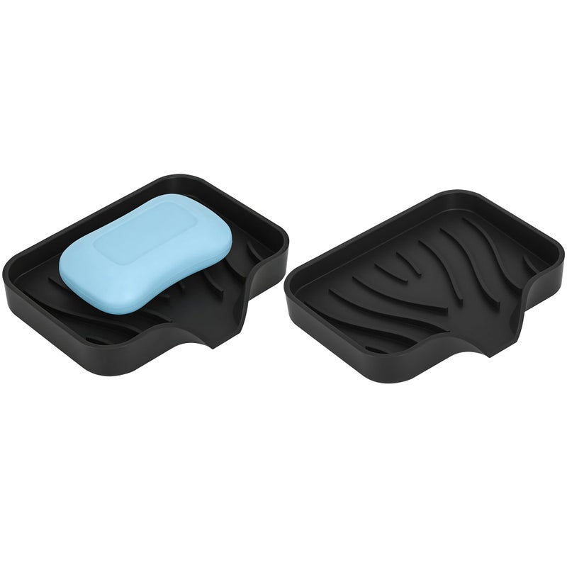 Emlim 2-Pack Self-Draining Silicone Soap Dish - Anti-Slip Bar Soap Holder for Shower, Bathroom & Kitchen - Image 1