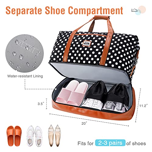 Lekebobor Travel Duffle Bag, Weekender Bags for Women Carry On Travel Bag Overnight Bag with Shoe Compartment Toiletry Bag, Large Weekend Tote Bag Gym Bag Hospital Bag for Labor and Delivery 50L, Dots - Image 2