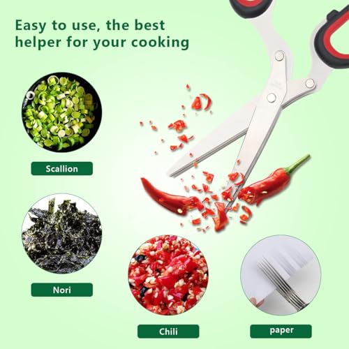 Luxiv Stainless Steel Scissors with Herb Stripper, 5-Blade Set and Cleaning Comb (Black) - Image 5