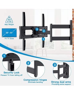 بيوينتي Lcd, Led Tv Wall Bracket For 36 Inch To 55 180 Degree Rotation And 15 + Tilt View, Swivel Articulating, Full Motion Mount  - Image 3