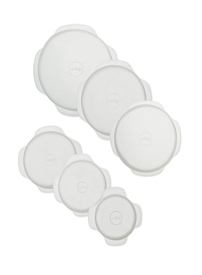 WP W&P Reusable Silicone Stretch Lid, Set of 6 Circular Lids, Dishwasher Safe, Freezer Safe, LFGB/Premium Materials, Microwave Safe, Clear - Image 1