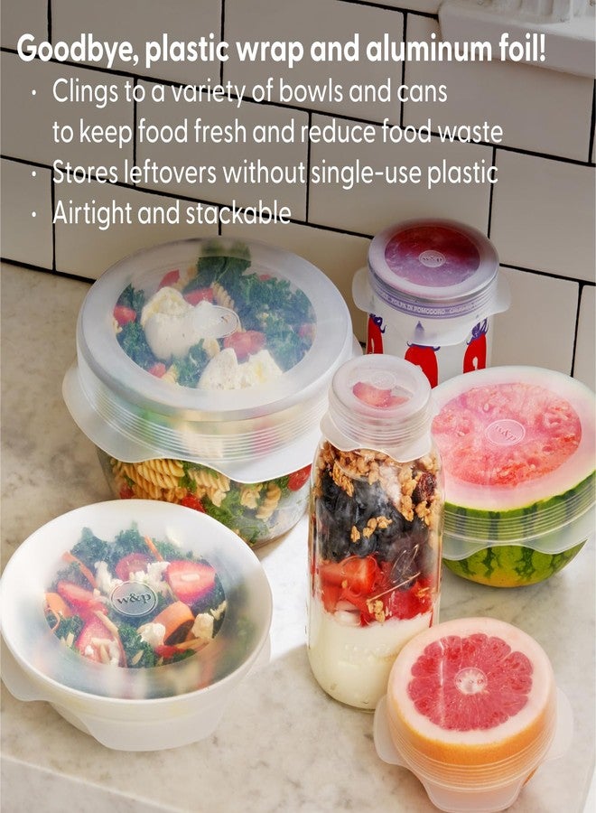 WP W&P Reusable Silicone Stretch Lid, Set of 6 Circular Lids, Dishwasher Safe, Freezer Safe, LFGB/Premium Materials, Microwave Safe, Clear - Image 2