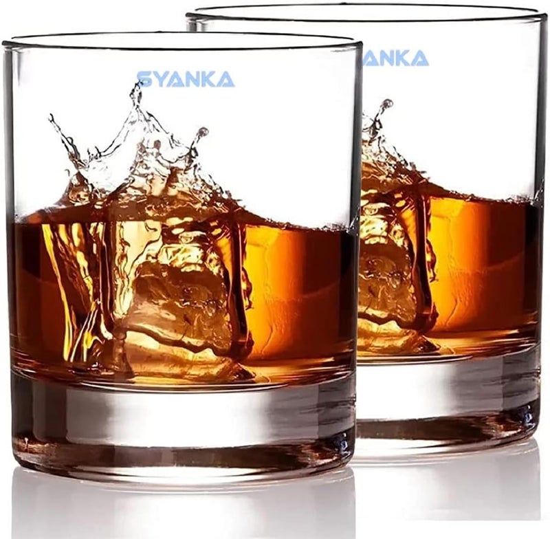 SYANKA Premium Exclusive Heavy Bottom Round Whiskey Gl Set of 6 | Old Fashioned Rocks Gl for Scotch and Bourbon. Unique Whiskey Tumbler (Bar Glass, 310 ML) - Image 1
