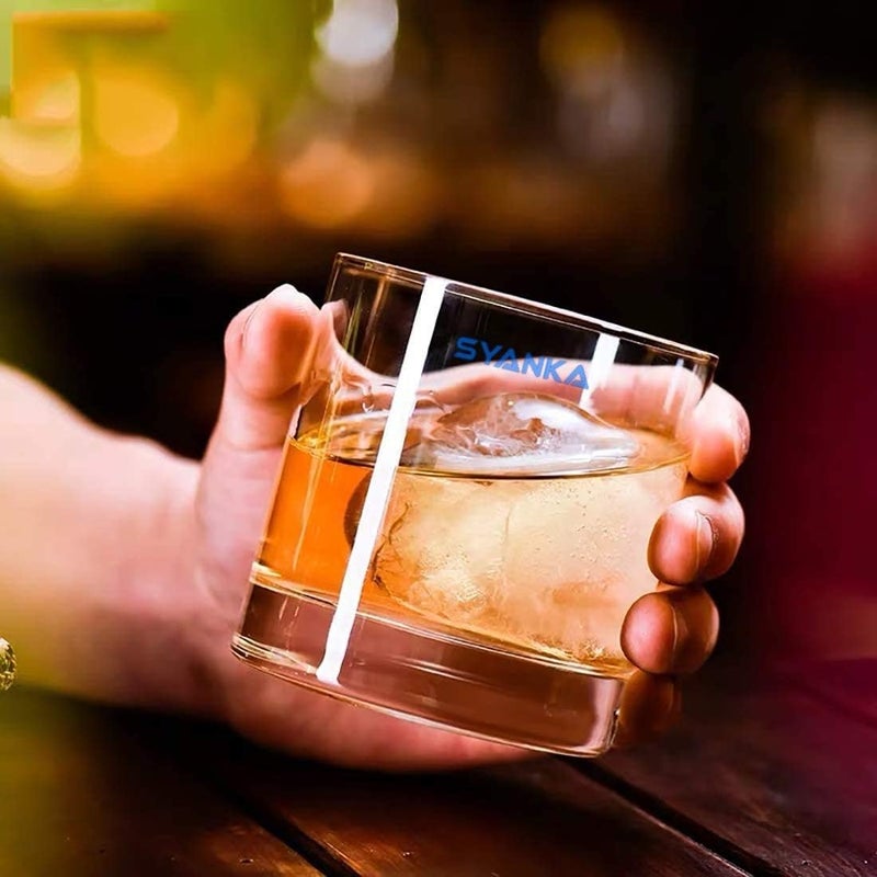 SYANKA Premium Exclusive Heavy Bottom Round Whiskey Gl Set of 6 | Old Fashioned Rocks Gl for Scotch and Bourbon. Unique Whiskey Tumbler (Bar Glass, 310 ML) - Image 2