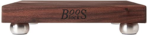 John Boos Block WAL-12SS Walnut Wood Edge Grain Cutting Board with Stainless Steel Feet, 12 Inches Square, 1.5 Inches Thick - Image 2