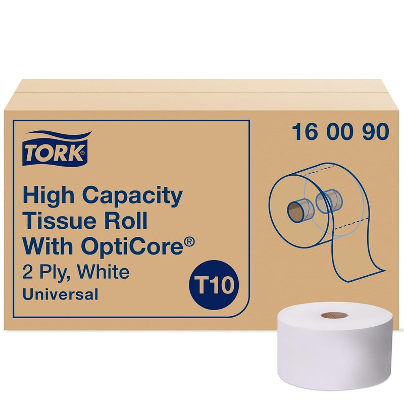 Tork لفافة ورق تواليت متوسطة الحجم من تورك أوبتيكور بيضاء T10 عالمية 2 طبقة 12 × 2000 ورقة 160090 - Image 1