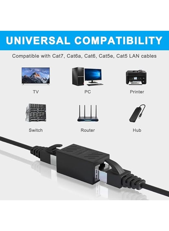 CABLE CONV RJ45 Coupler, 3 Pieces Ethernet RJ45 Coupler, RJ45 Connector Cat7, Cat6, Cat5, Cat5e Compatible with Network Cables Female to Female (Black) - Image 2
