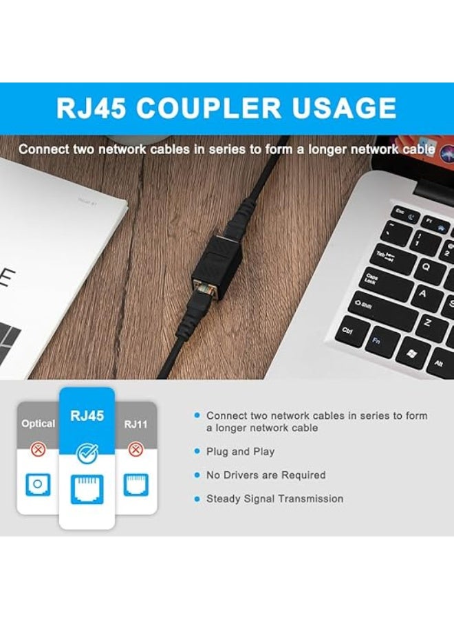 CABLE CONV RJ45 Coupler, 3 Pieces Ethernet RJ45 Coupler, RJ45 Connector Cat7, Cat6, Cat5, Cat5e Compatible with Network Cables Female to Female (Black) - Image 3