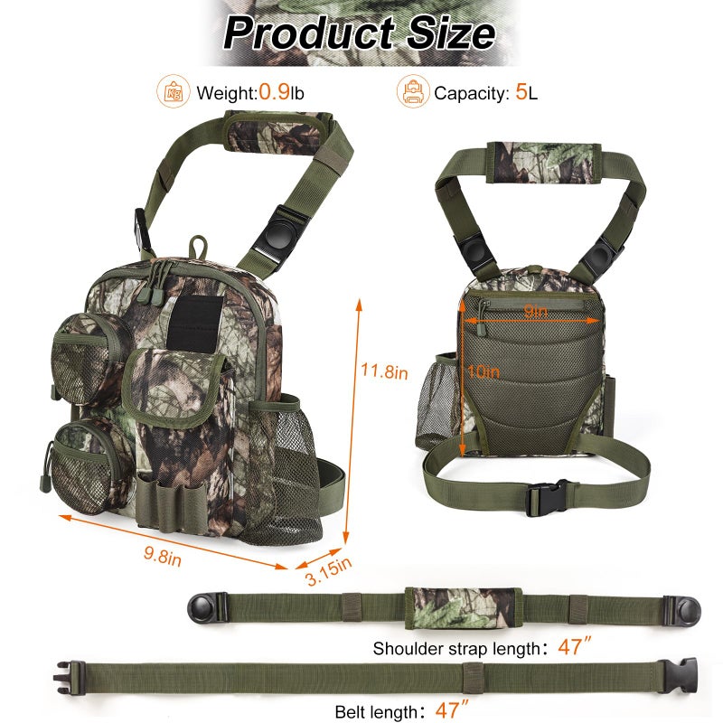 Qiullen Tactical Shoulder Bag Outdoor Military Sling Bag Crossbody Turkey Hunting Bag Sports Chest Pack for Hunting, Hiking, Fishing, Lightweight Carry Pouch - Image 2