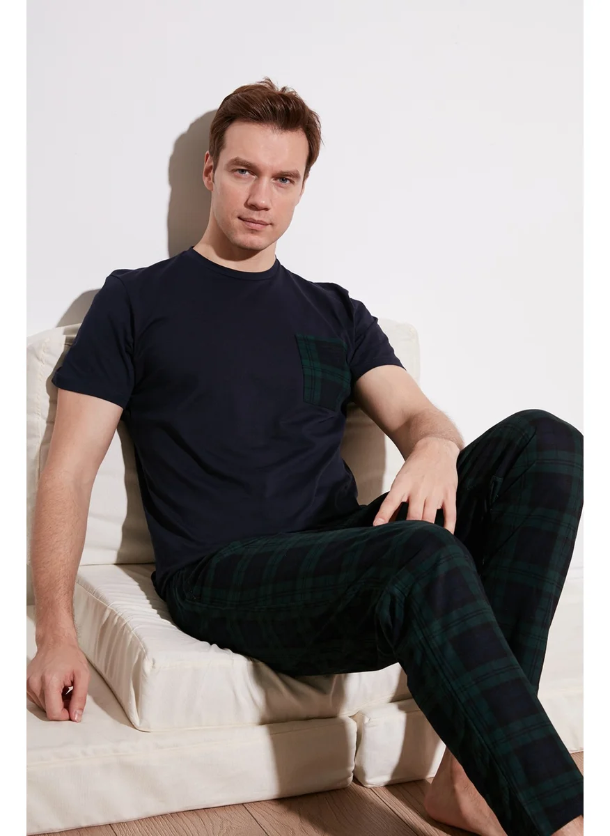 Buratti Plaid Regular Fit Short Sleeve Pajama Set Men's Pajama Set 6572002