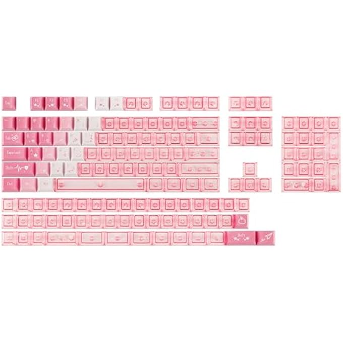 EPOMAKER DUOCHROME KEYCAPS SET, 150 KEYS, CHERRY PROFILE, SHINE THROUGH, PBT+PC, DYE-SUB, 65%/75%/TKL/96%/FULL SIZE, CUSTOM KEYBOARD KEYCAPS SET FOR MECHANICAL GAMING KEYBOARD (PINK) - Image 1